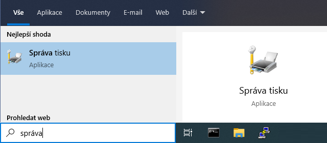 Spuštění nástroje "Správa tisku"