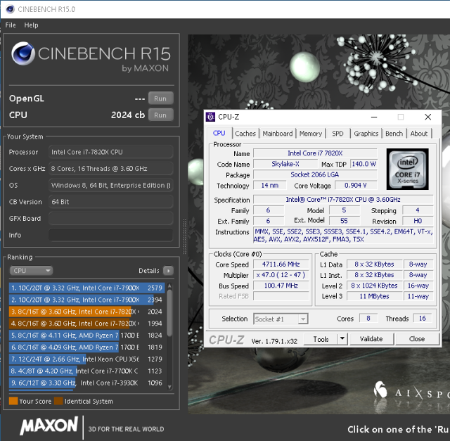 Intel Core i7-7820X: Osmijádro Skylake-X v testu