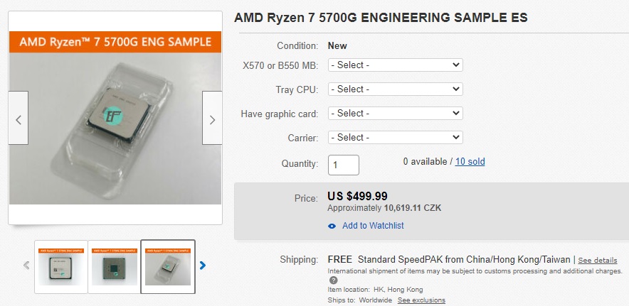 AMD Ryzen 7 5700G už se prodával v bazaru