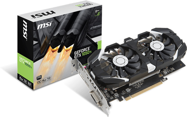 Grafická karta nVidia GTX 1050 Ti - MSI GeForce GTX 1050 Ti 4GT OC