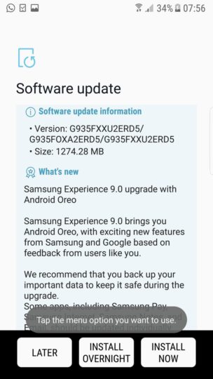 Samsung vydal pro Galaxy S7 a S7 edge Android Oreo