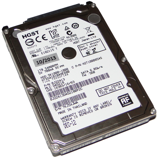 Klasický pevný disk 1TB od (HGST) Western Digital