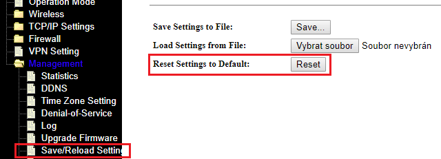 Většinu zařízení lze resetovat i z webového rozhraní.