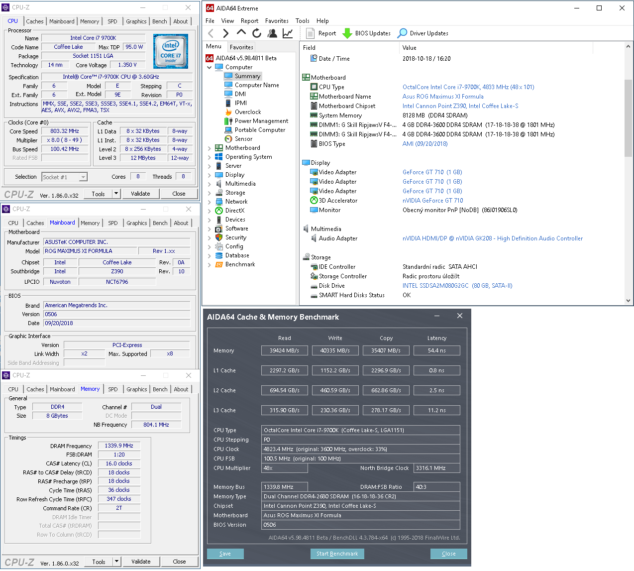 Deska Asus Maximus XI Formula + Core i7-9700K