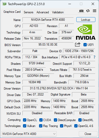 Palit  GeForce RTX 4080 Gamerock v testu: Patří k nejlevnějším, ale chlazení má špičkové