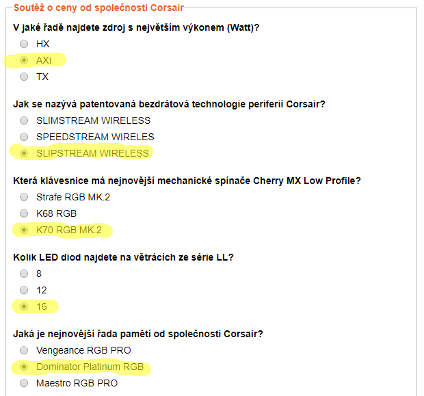 Vyhlášení soutěže o špičkové periferie značky Corsair