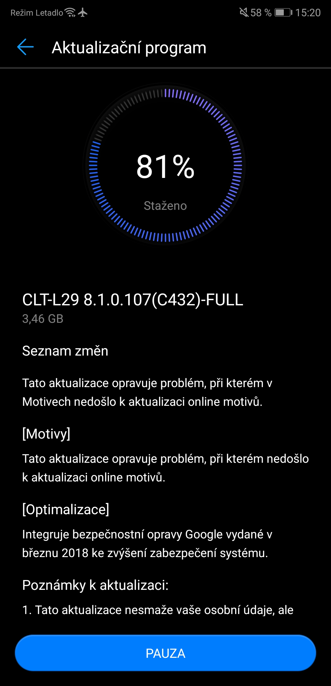 Huawei P20 Pro obdržel první aktualizaci