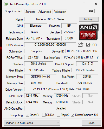 Sapphire Nitro+ RX 570: výhodná i bez velkých obětí