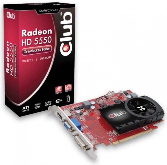 Club3D Radeon HD 5550 Overclocked Edition s 2GB paměti