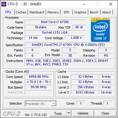 Intel Core i7-6700K přetaktován téměř nad hranici 7 GHz