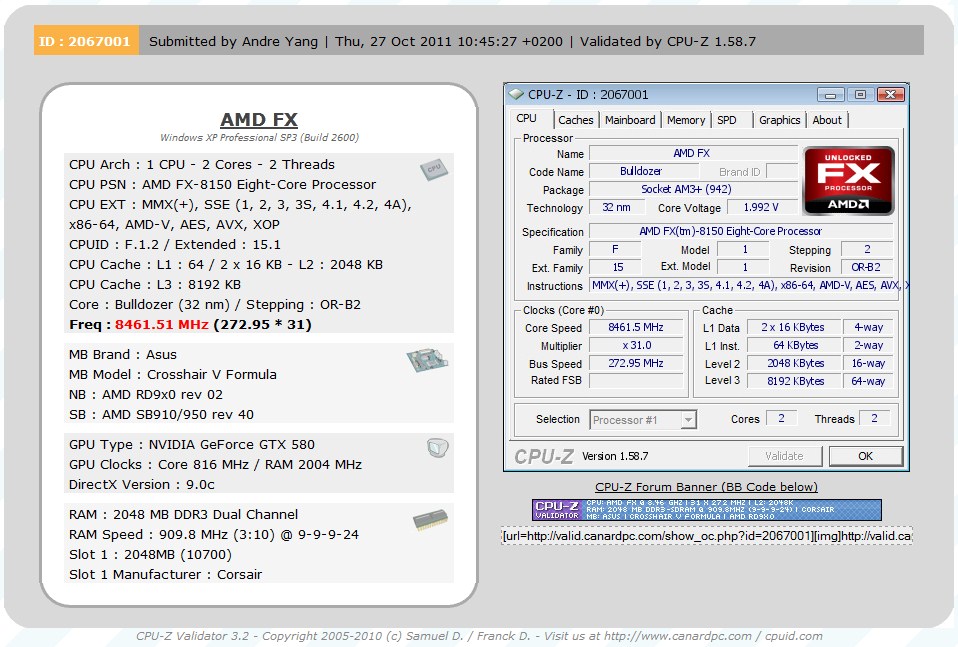 Procesor AMD FX-8150 tikal na 8,461 GHz a znovu překonal všechny rekordy