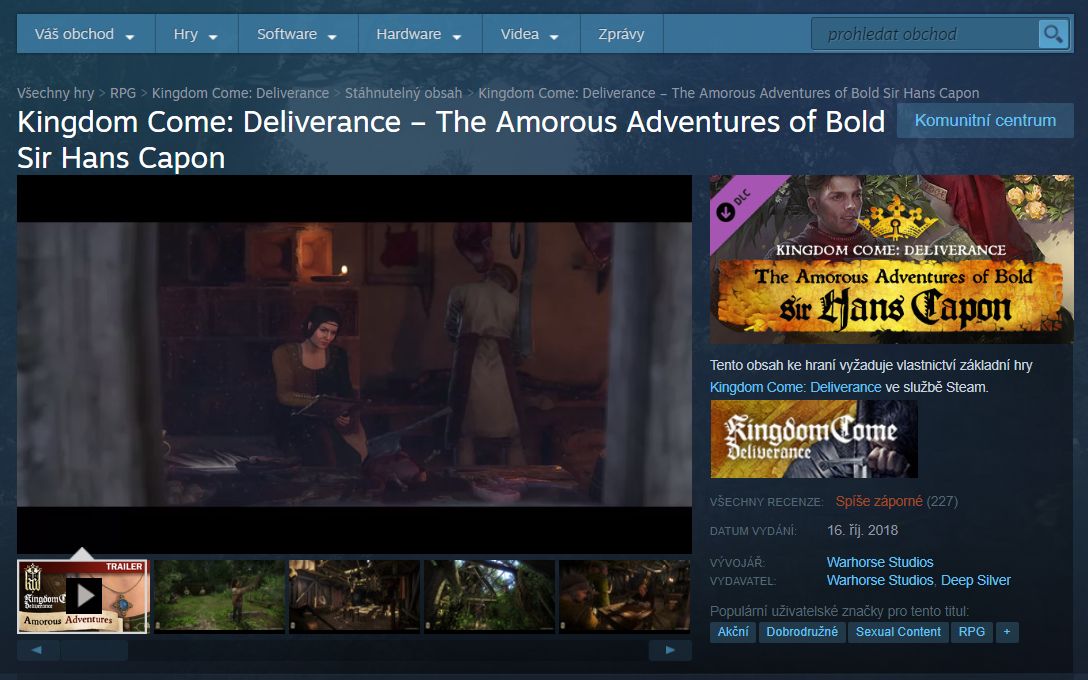 Hodnocení DLC The Amorous Adventures of Bold Sir Hans Capon na Steamu. Podle mě zcela zasloužené. 