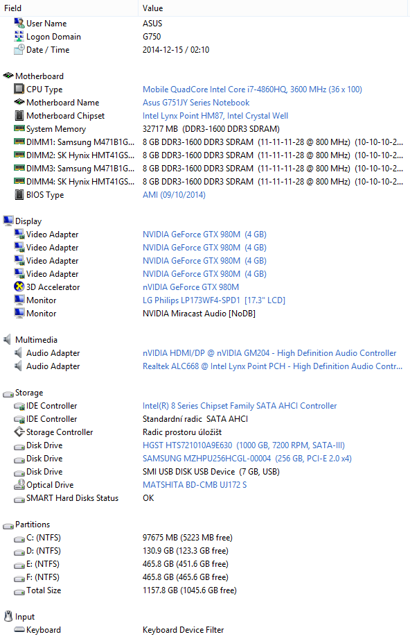 Notebook Asus G751JY: extrémní hráč s GTX 980M