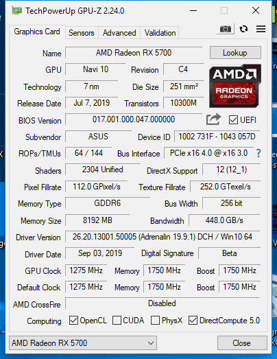 ASUS TUF Gaming X3 Radeon RX 5700 OC edition v testu