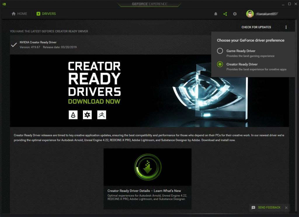 Nvidia vydává první Creator Ready Drivers