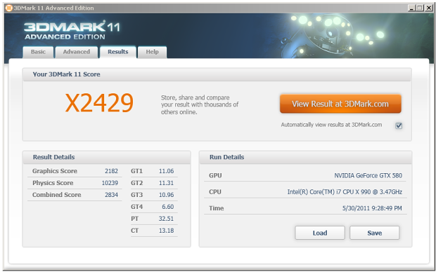 Gigabyte GTX 580 SuperOverClock – rekord v 3DMarku11