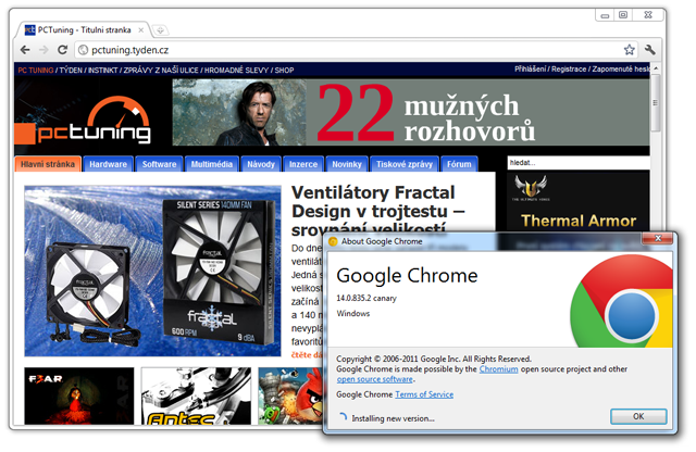 Prohlížeč Google Chrome již s číslem 14, vyzkoušejte testovací verzi