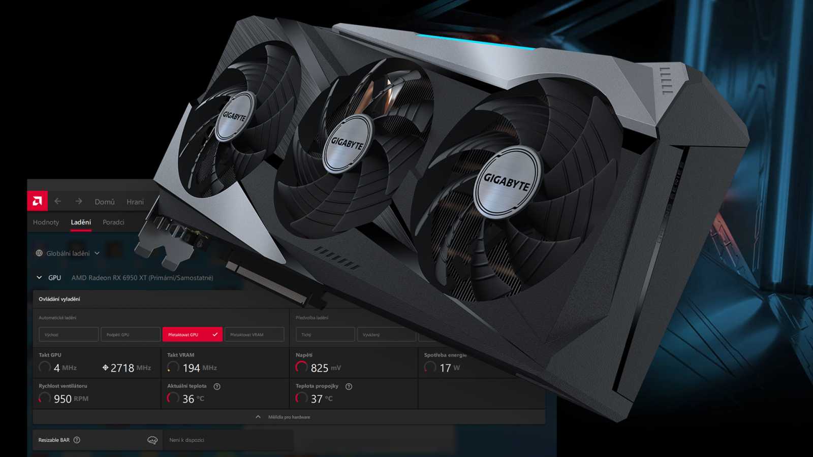 RX 6950 XT: Ovladače AMD a profily pro ztišení, přetaktování, či undervolting