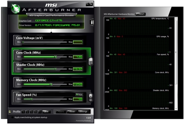 Nástroj MSI AfterBurner 1.5.0 Beta 3 a uživatelské skiny