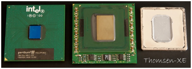  Pentium III Coppermine (105 mm²) a Gallatin 4M (zhruba 300 mm²) 