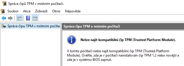 TPM čip chybí