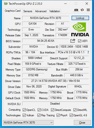 KFA2 GeForce RTX 3070 EX Gamer: dobrý základ