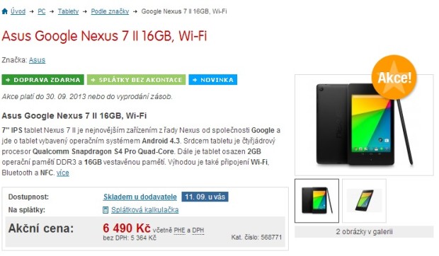 V Česku přijde druhá generace tabletu Nexus 7 na 6490 korun