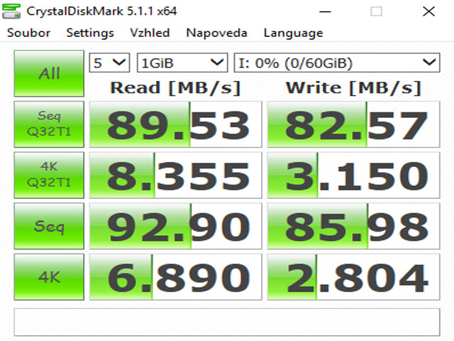 CrystalDiskMark 5.1.1 druhý test