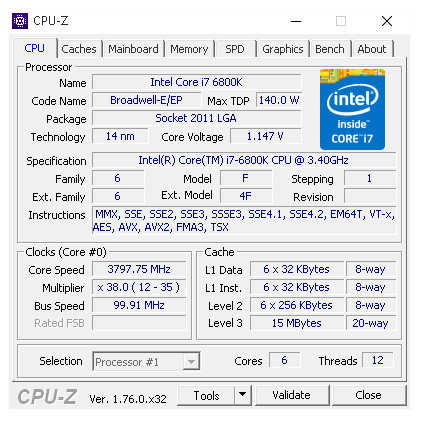 Intel Core i7-6800K: Nejlevnější Broadwell-E v testu