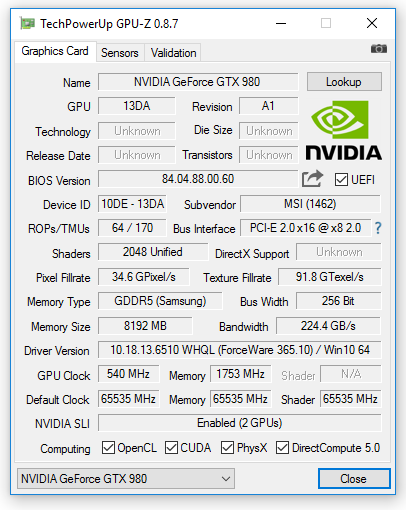  GeForce GTX 980 a Intel HD 530
