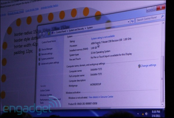 Uniklý obrázek Windows 8 a Windows bežící na ARM