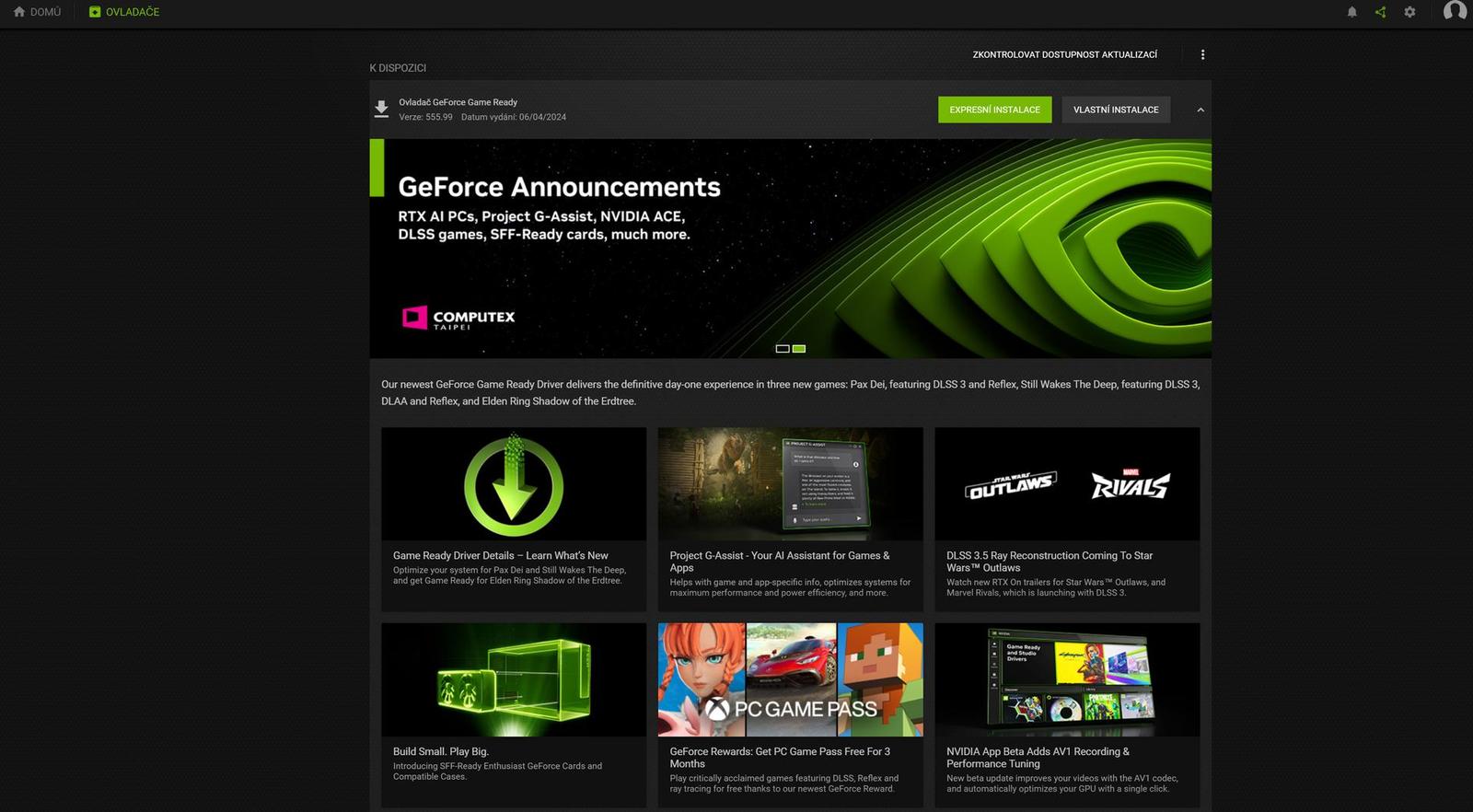 NVIDIA App update přidává nahrávání videí ve 4K/120 a tuning grafiky jedním klikem