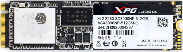 2× 512 GB NVMe SSD od ADATA: XPG SX7000 a SX8000