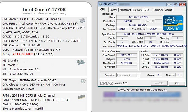 Procesor Intel Core i7-4770K se podařilo přetaktovat na frekvenci 7 GHz