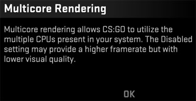  Multicore Rendering Enabled (po najetí myší se zobrazí Disabled)