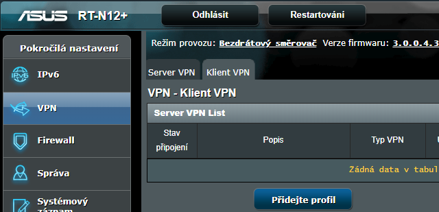 ASUS VPN klient