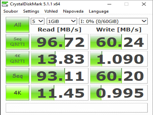 CrystalDiskMark 5.1.1 druhý test