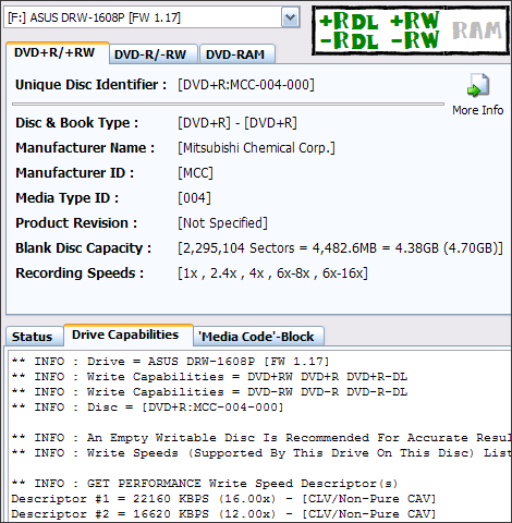 ASUS DRW-1608P, pálíme DVD+R DL rychlostí 6x