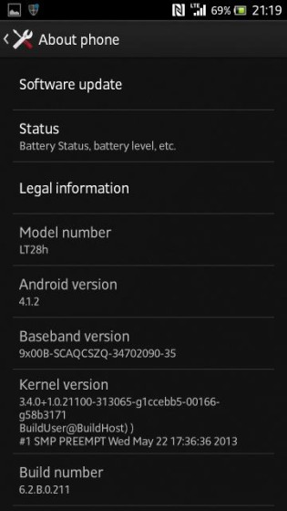 Android 4.1.2 Jelly Bean pro Xperii ion je venku