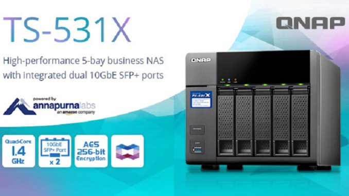 QNAP vydal čtyřjádrový NAS TS-531X se dvěma integrovanými porty sítě 10GbE SFP+