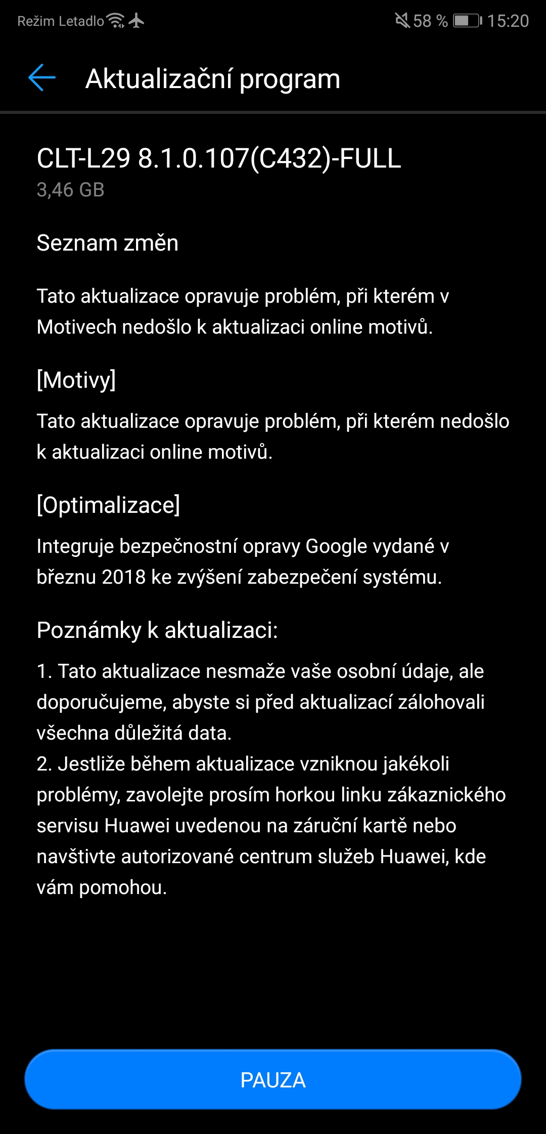 Huawei P20 Pro obdržel první aktualizaci