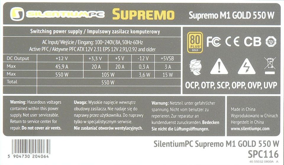 SilentiumPC Supremo M1 Gold 550 W - mainstream z Polska 
