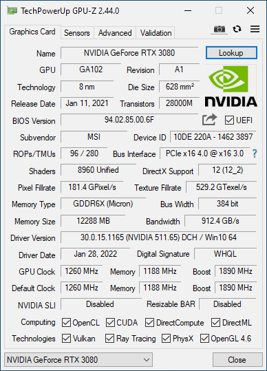 Test MSI RTX 3080 Suprim X 12G LHR: Pro blázny do hardwaru