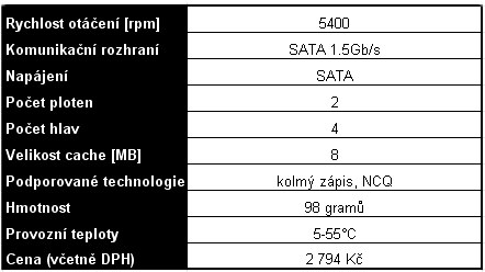 Notebookové 2.5" disky s kapacitou 160GB