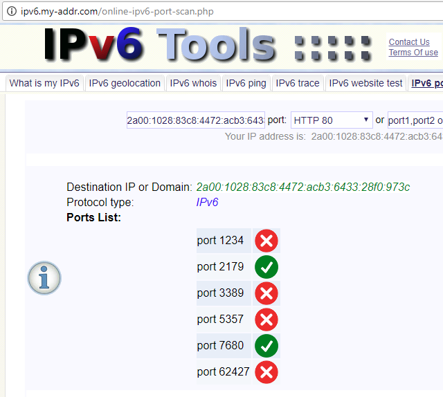 Online port scanner