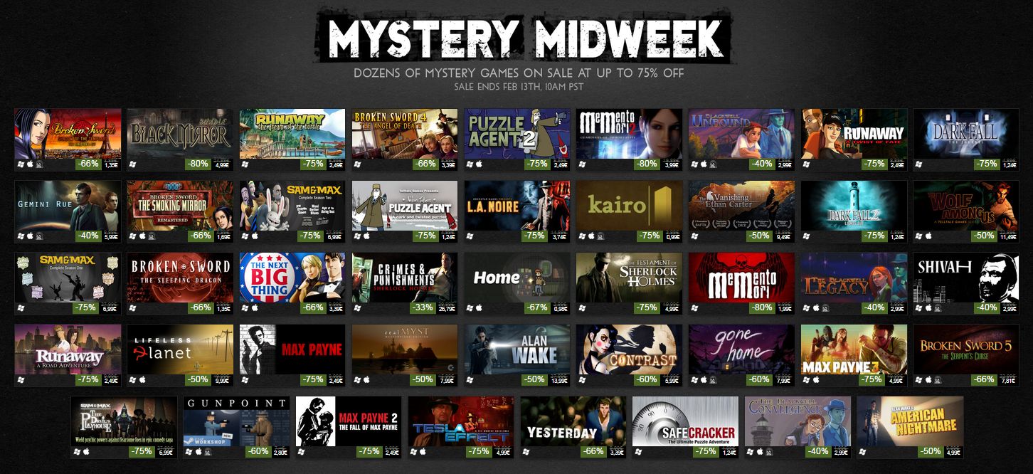 Na Steamu odstartoval výprodej 40 mysteriózních a detektivních her