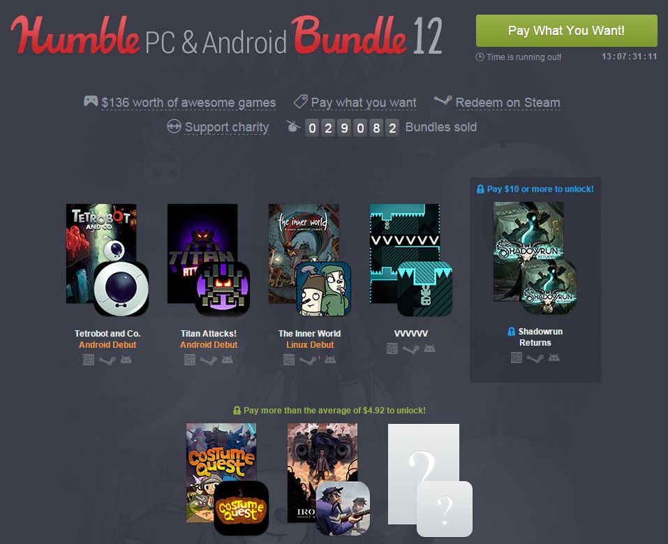 V novém Humble Bundle najdete Shadowrun Returns, The Inner World, Costume Quest, VVVVVV a další hry pro Android a PC