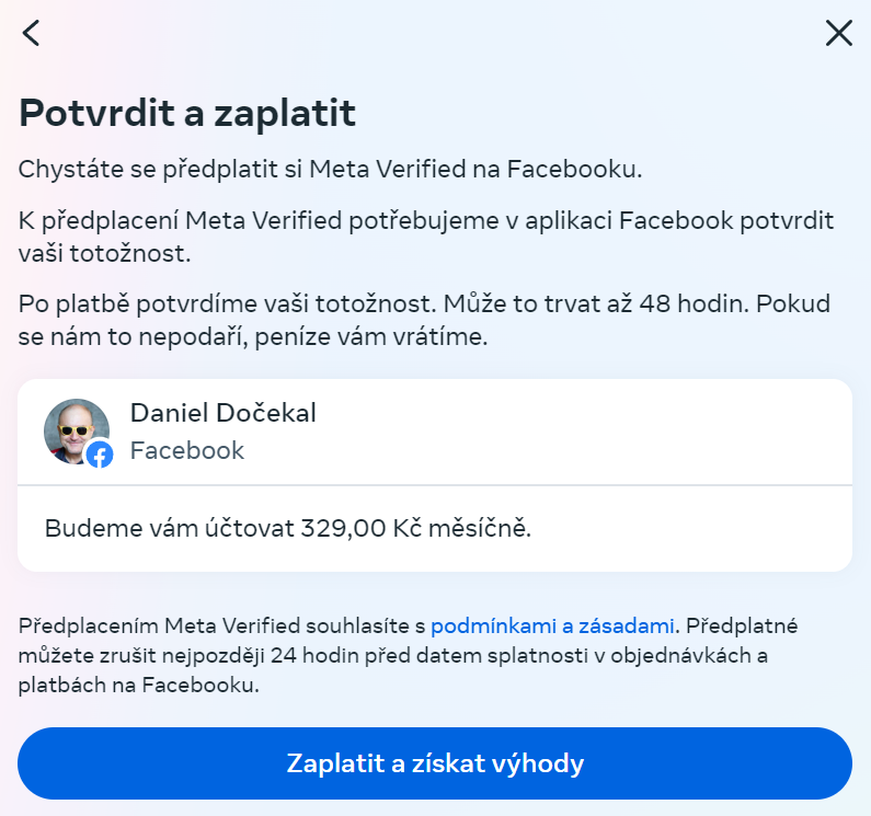 Facebook začal i českým uživatelům nabízet “ověřený účet”.