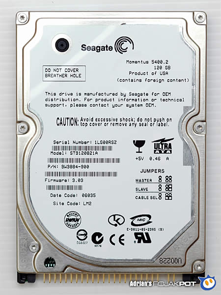 120GB pro notebooky: Seagate Momentus 5400.2 120GB - test