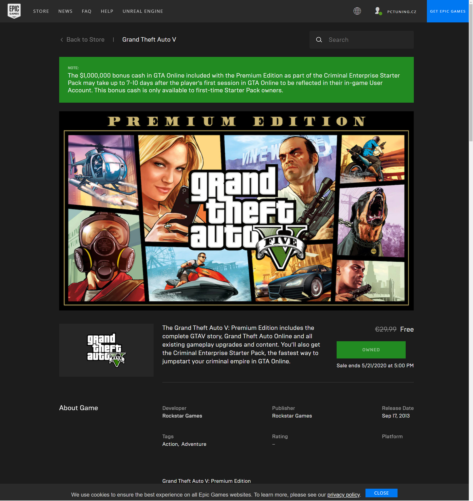 Epic Games Store spustil rozdávání GTA V zdarma… a sestřelil si obchod na několik hodin